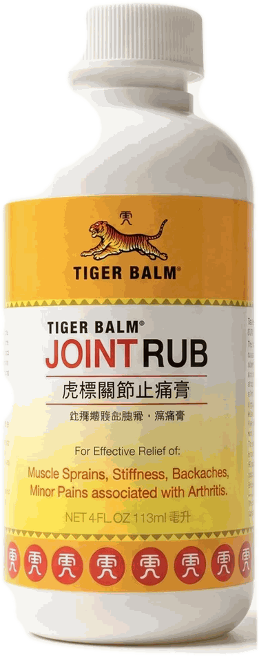 Tiger Balm Joint Rub, presentat individualment sobre un fons clar